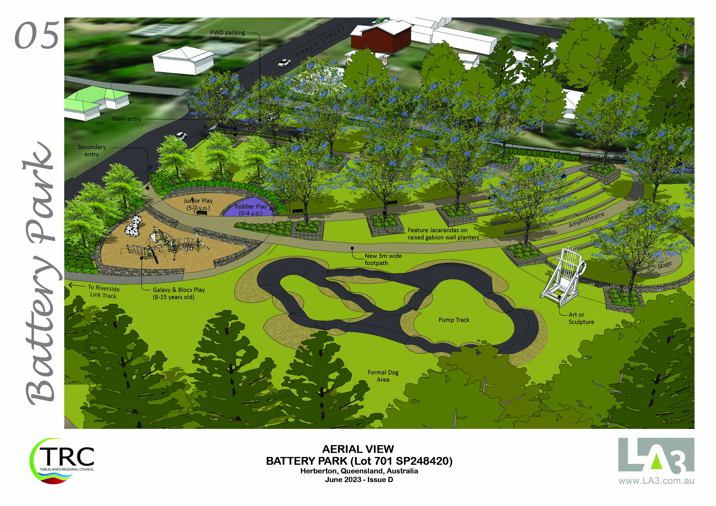 An aerial view artist impression of Herberton Battery Park