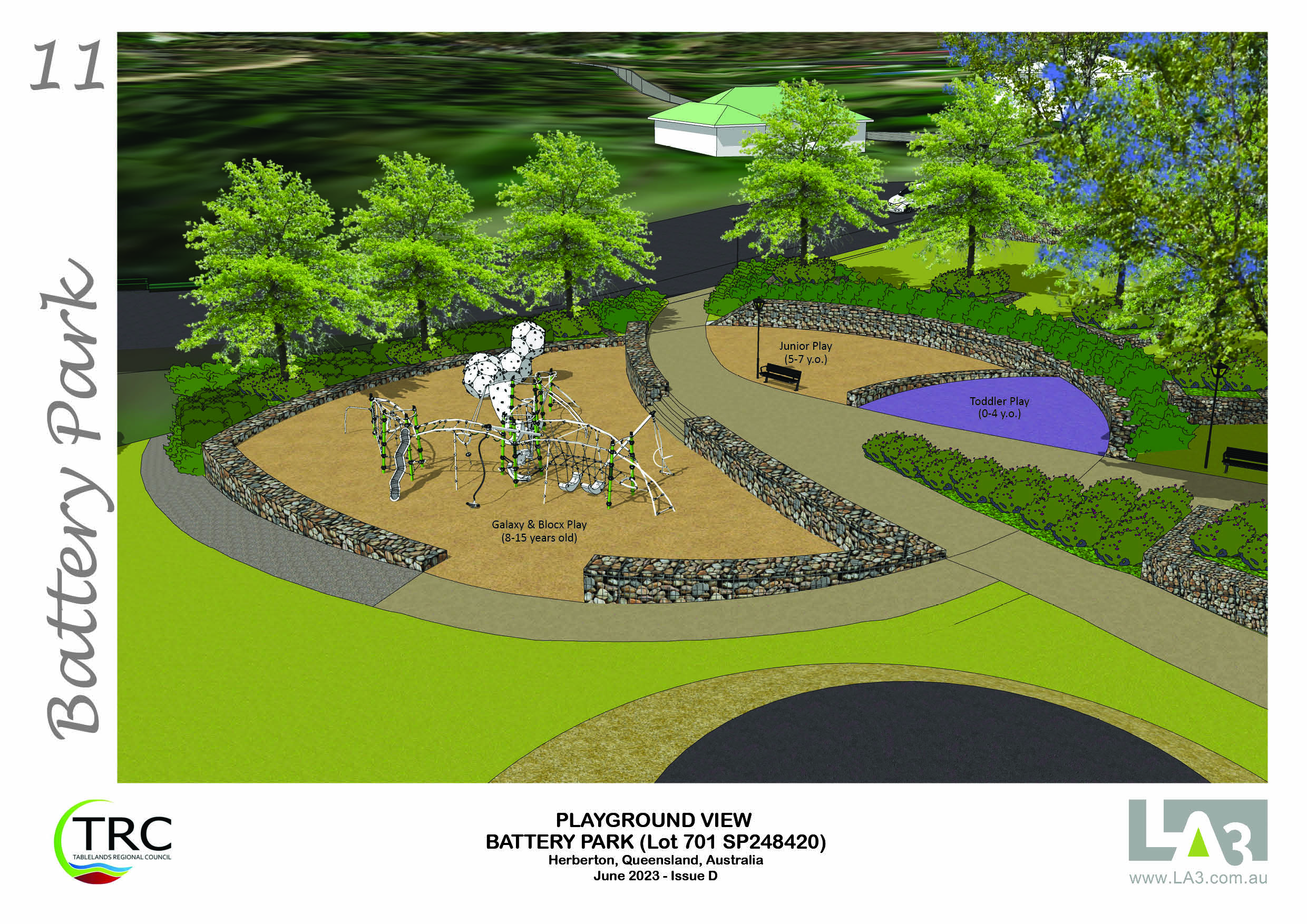An artist impression of a playground at Herberton Battery Park